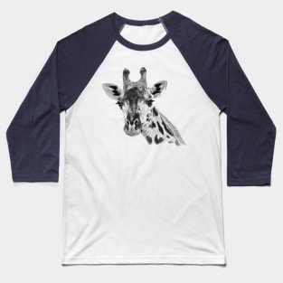 Giraffe Close-up African Wildlife Baseball T-Shirt